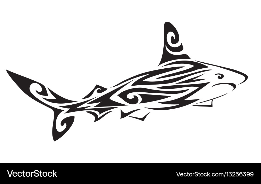 Polynesian Shark Ornament Vector Image