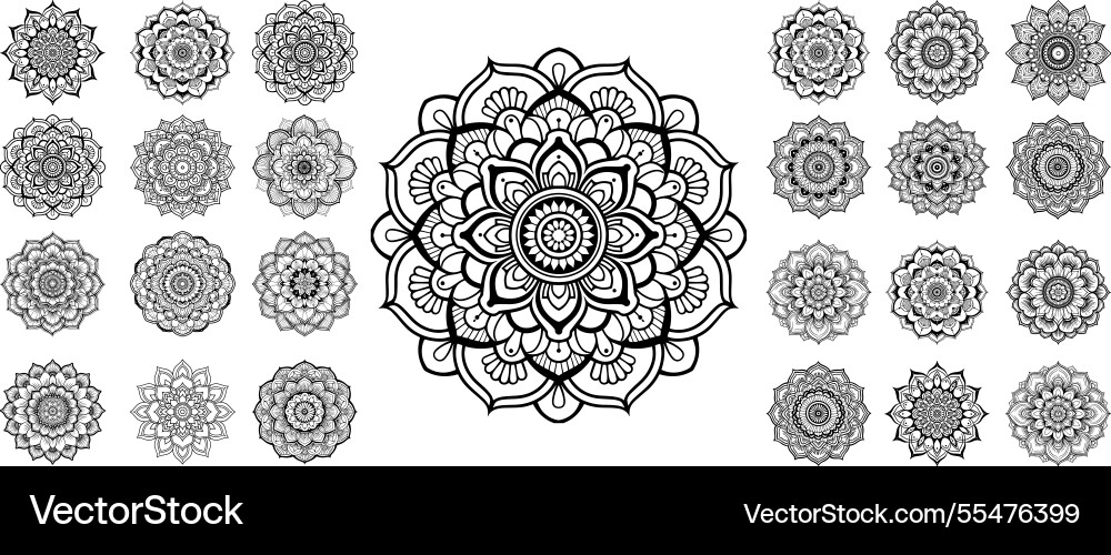 Set von Mandalas Muster ethnischen Stil Set von Mandalas Muster ethnischen Stil vektorbild