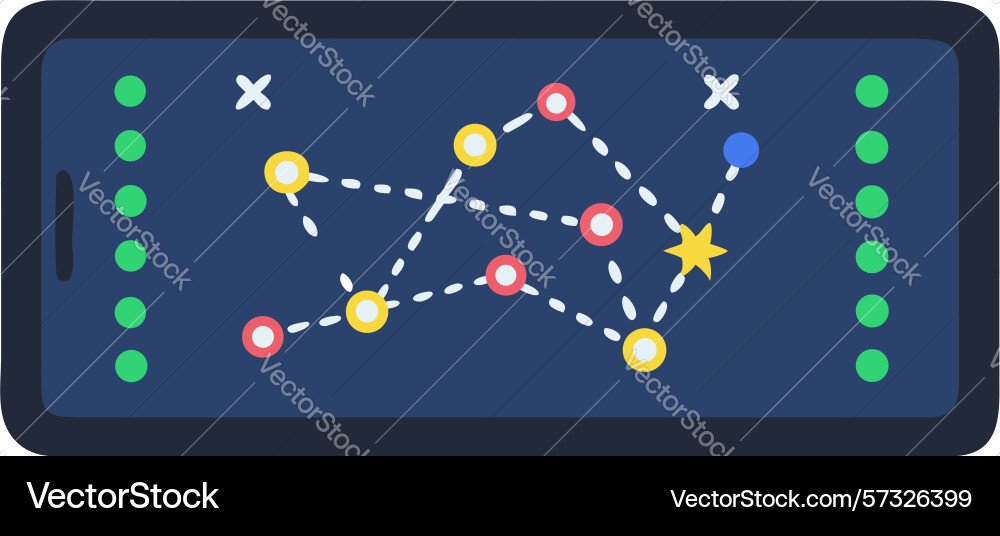 Tablet displaying abstract constellation network vector image