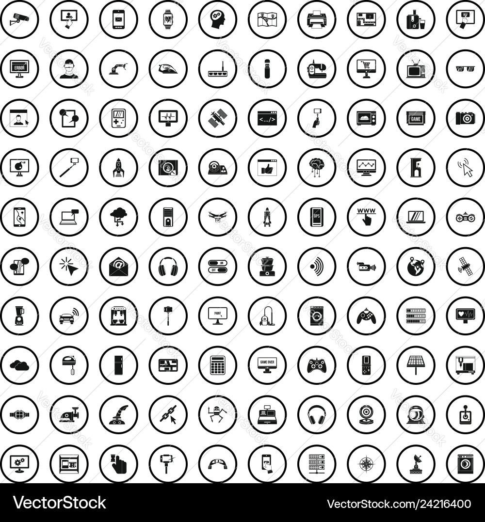 100 software icons set in simple style 100 software icons set in simple style vector image