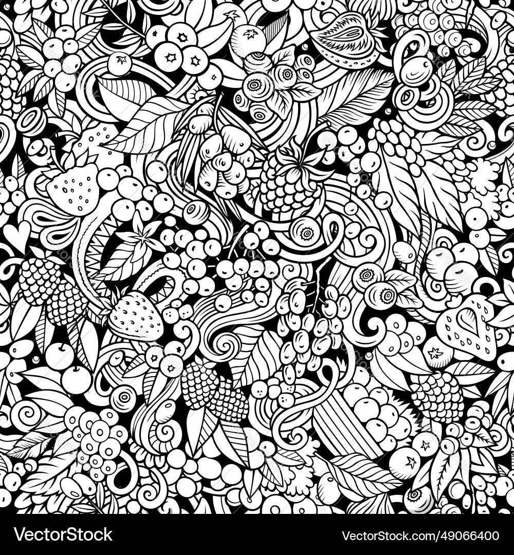 Berry Doodle Seamless Pattern vector image