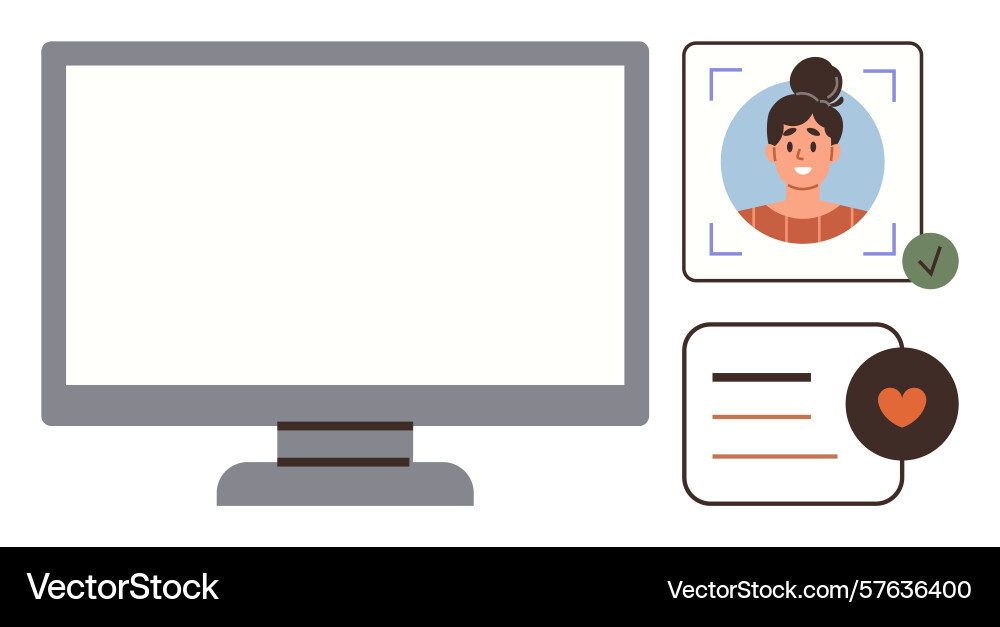 Digitaler Profilverifikationsprozess mit Computer Digitaler Profilverifikationsprozess mit Computer Vektorbild