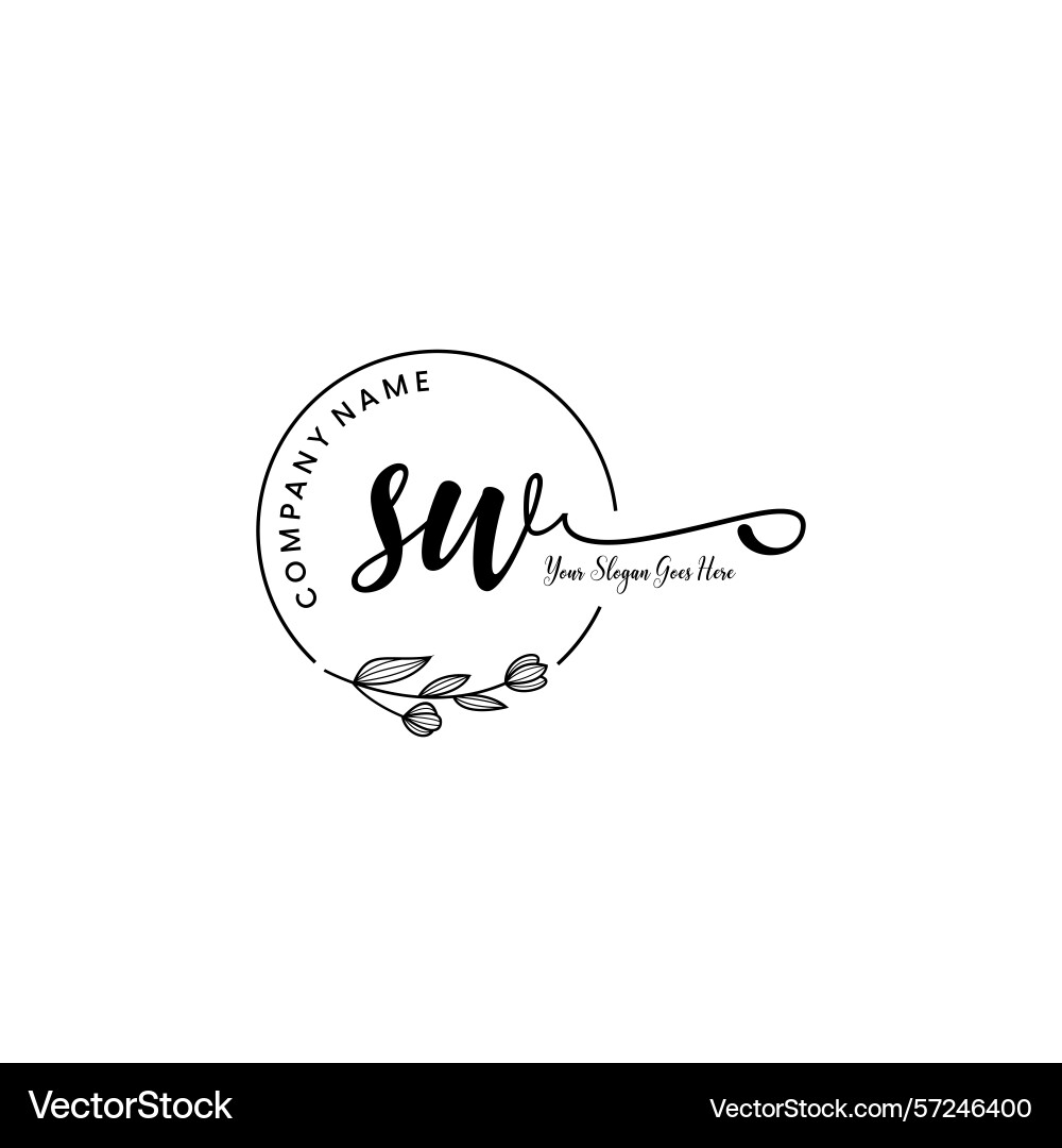 Elegant sw initial logo design with botanical Vector Image