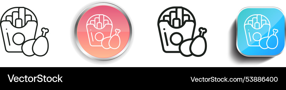 Fast food icon thin linear regular and button vector image