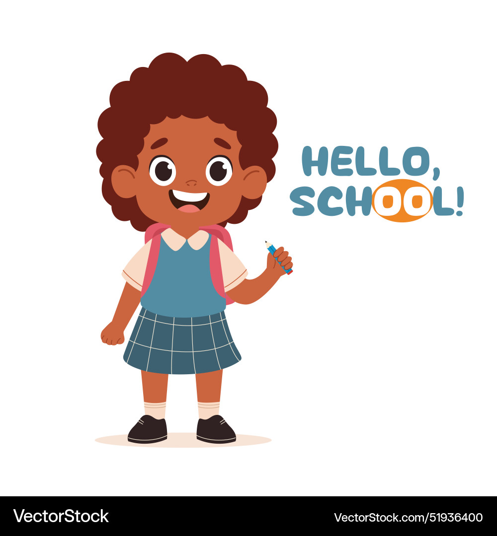 Preschool smiling kid at school first day Vector Image