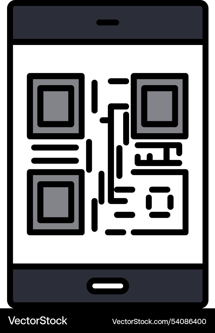 Qr code line filled icon design vector image