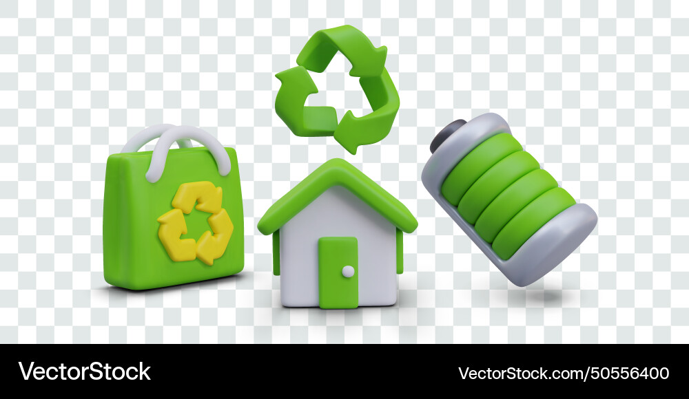 Set of isolated objects for environmental concepts Set of isolated objects for environmental concepts vector image