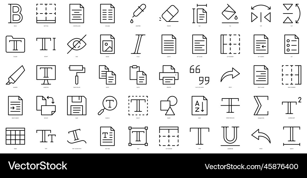 Set of thin line text editor icons Set of thin line text editor icons vector image
