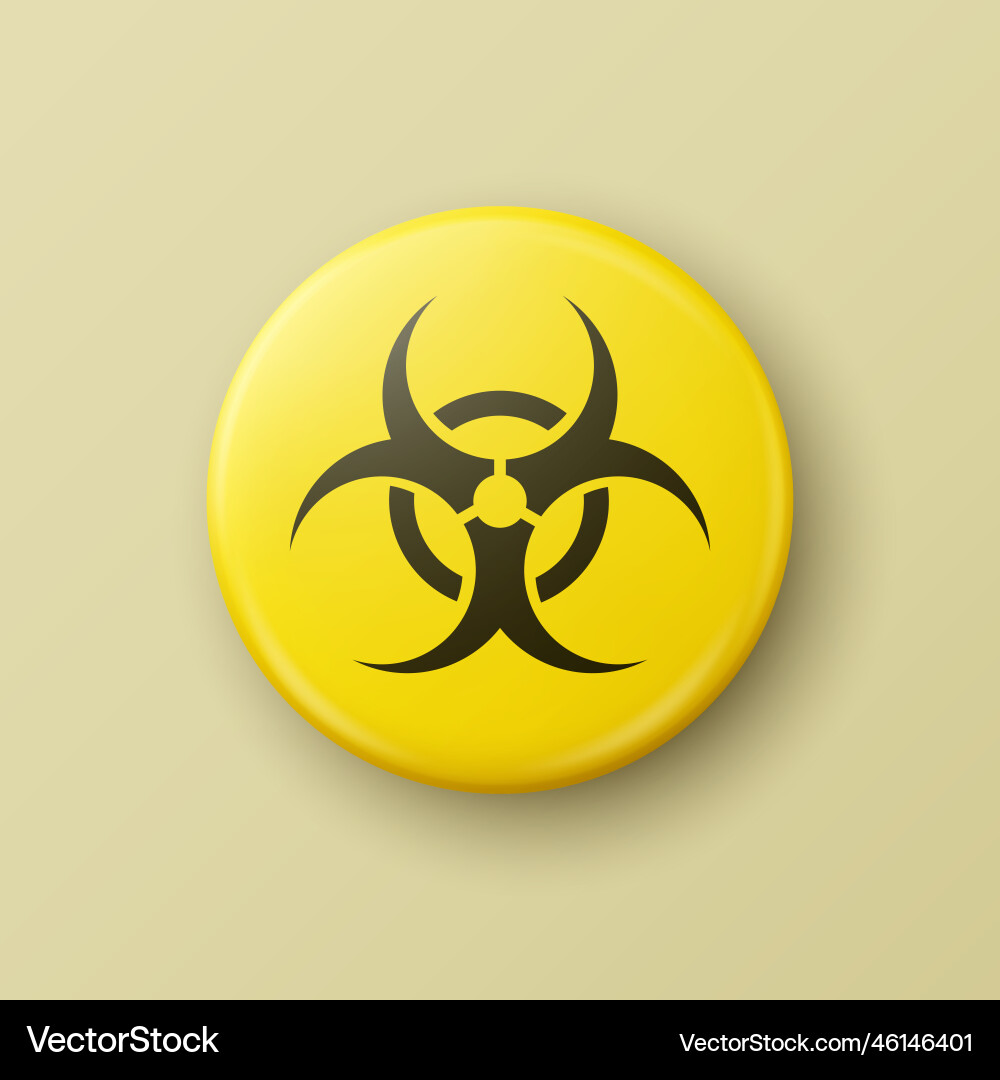 3d realistic round yellow and black warning vector image