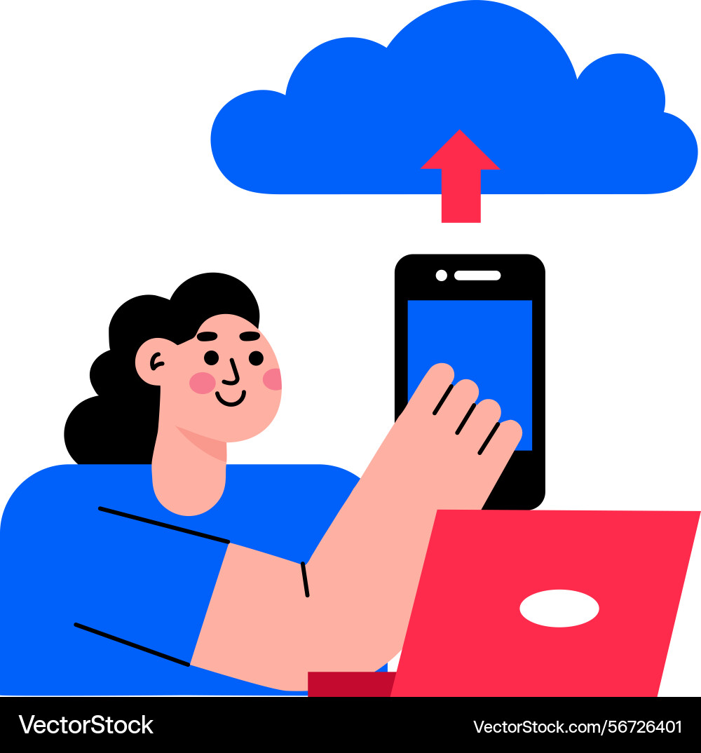 A flat style showing cloud upload vector image