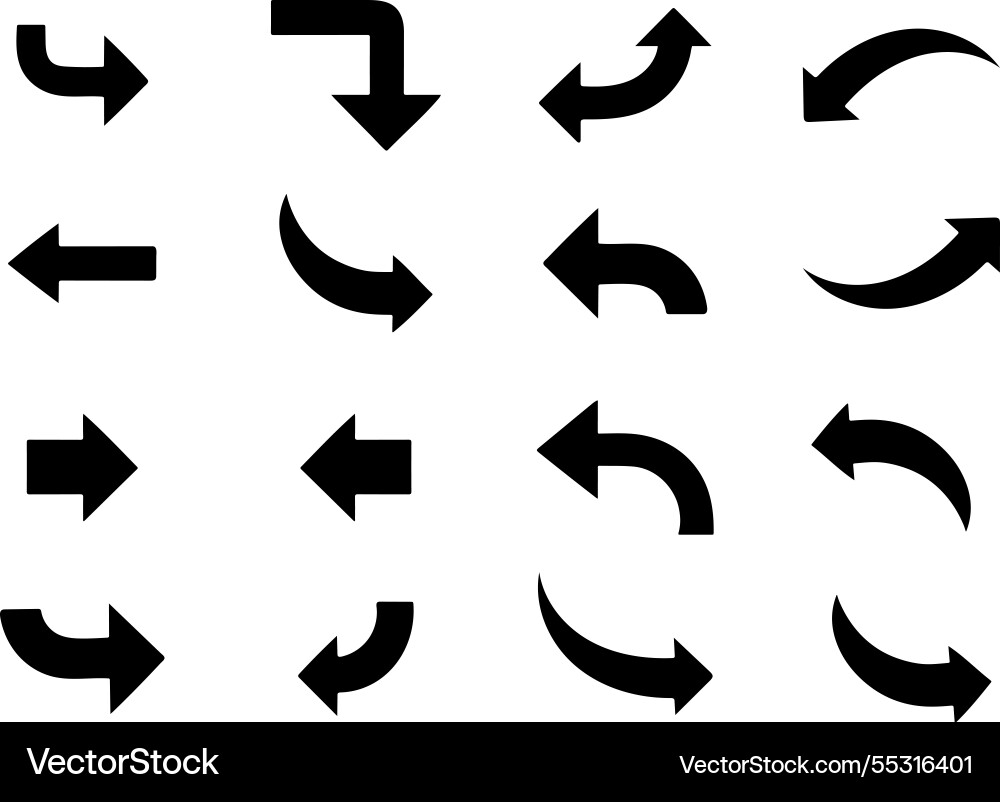 Arrows icon set in various directions for ui Vector Image