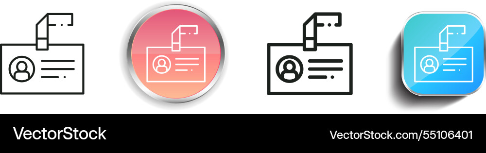 Identity card icon thin linear regular and button vector image