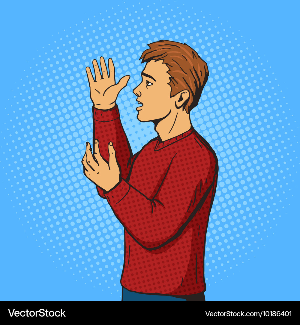 Man gesturing and argues pop art Vector Image
