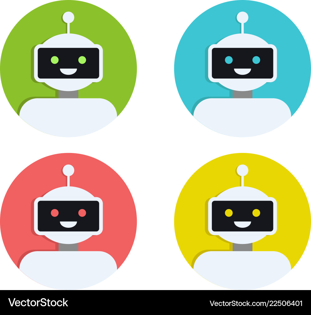 Robot icon set bot sign design chatbot symbol Robot icon set bot sign design chatbot symbol vector image