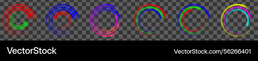 Set of circles with neon line creating a round Set of circles with neon line creating a round vector image
