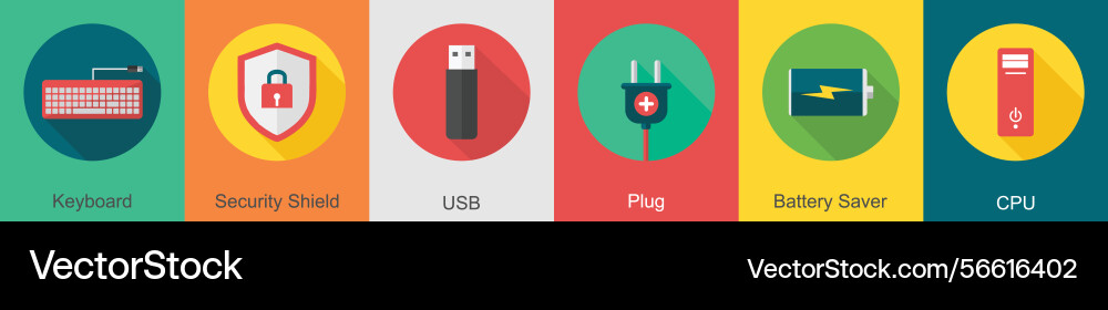 A set of 6 computer and hardware icons Vector Image