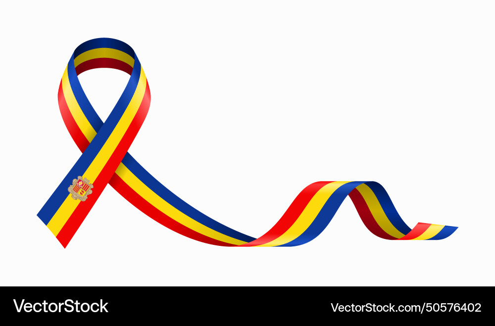 Andorran flag stripe ribbon wavy background layout vector image