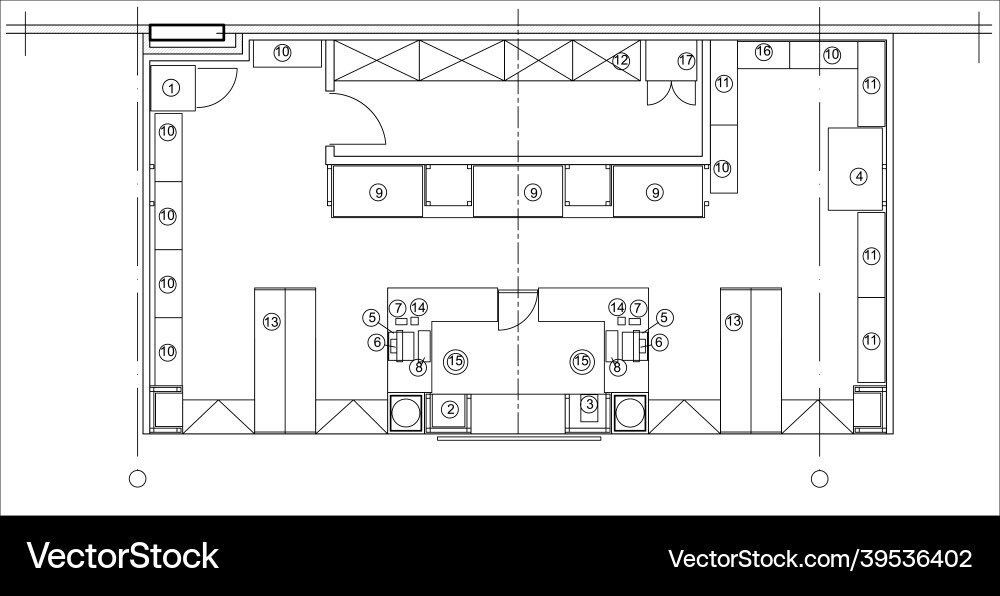 Architectural design small shop top view plan Architectural design small shop top view plan vector image
