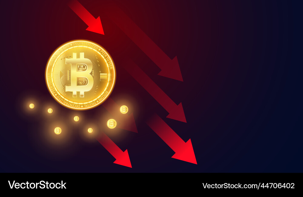 Bitcoin is in a downtrend image on the background Bitcoin is in a downtrend image on the background vector image