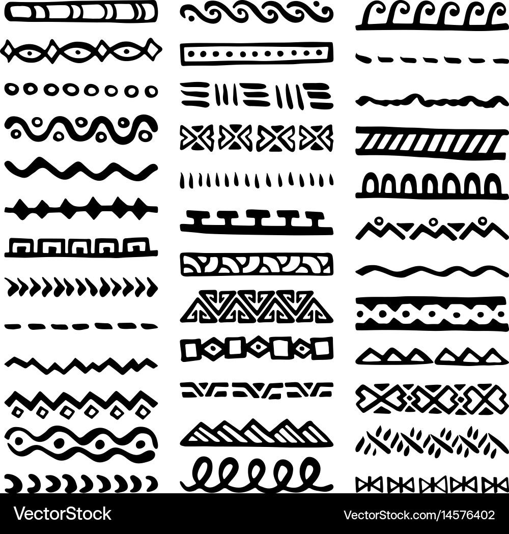 Borders collection in ethnic style vector image