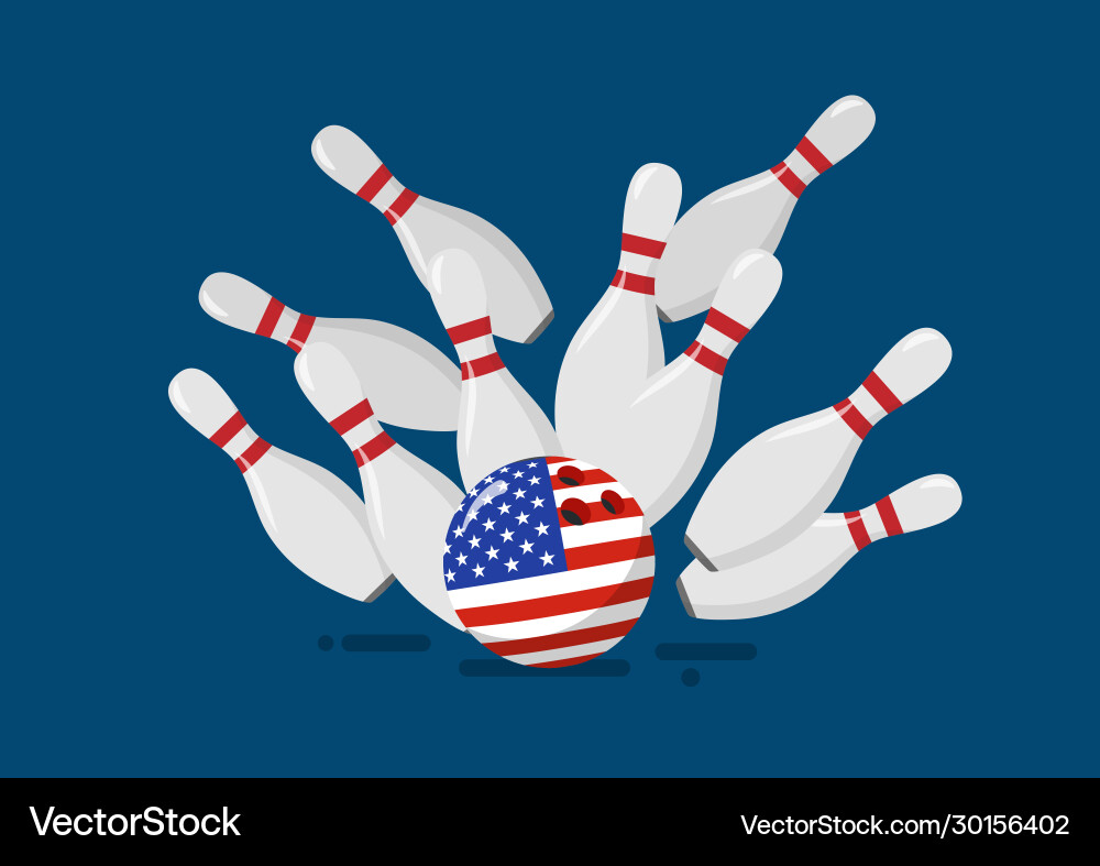 Bowlingkugel mit vereinigten Staatsflaggenbrüchen Bowlingkugel mit vereinigten Staatsflaggenbrüchen vektorbild