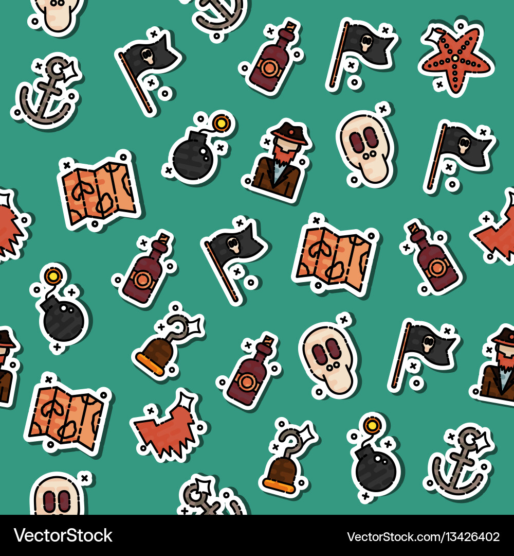Colored piracy pattern Colored piracy pattern vector image