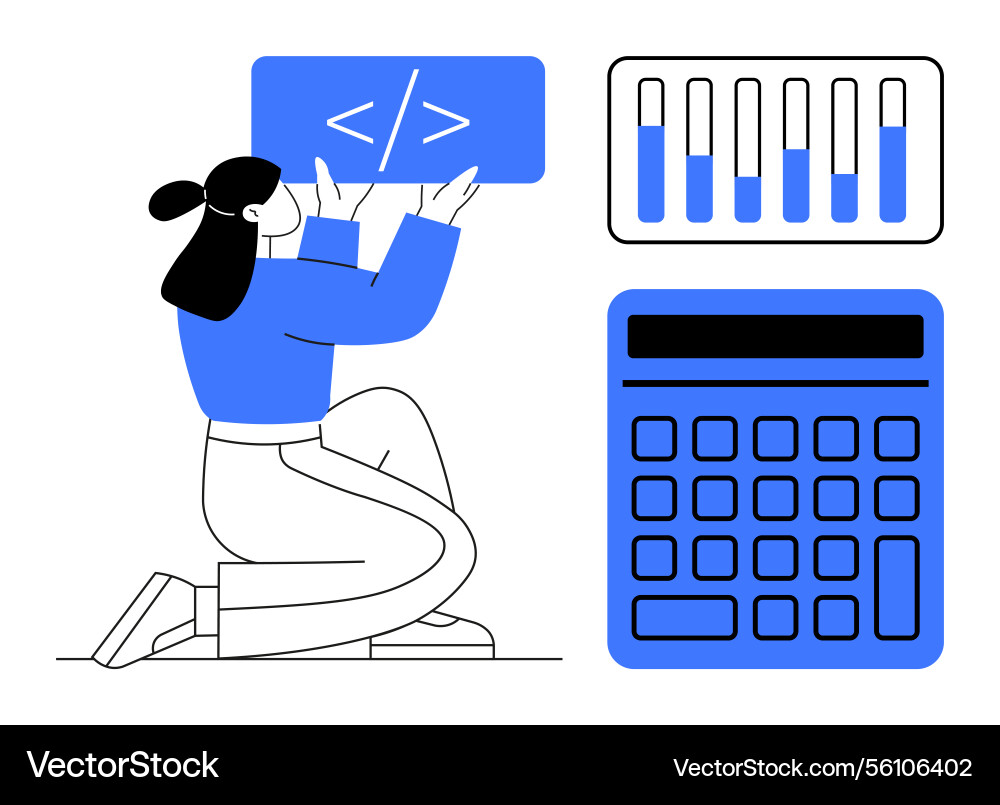 Developer coding analyzing data on charts Developer coding analyzing data on charts vector image