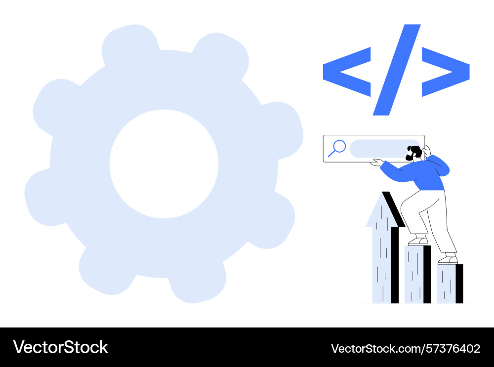 Developer optimizing search engine performance Developer optimizing search engine performance Vector Image