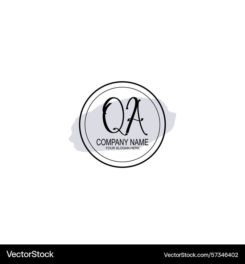 Elegant qa handwriting logo with floral Vector Image