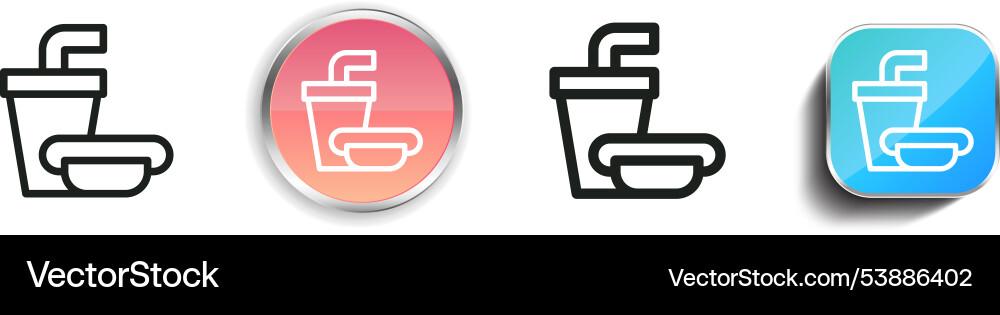 Fast food icon thin linear regular and button Vector Image