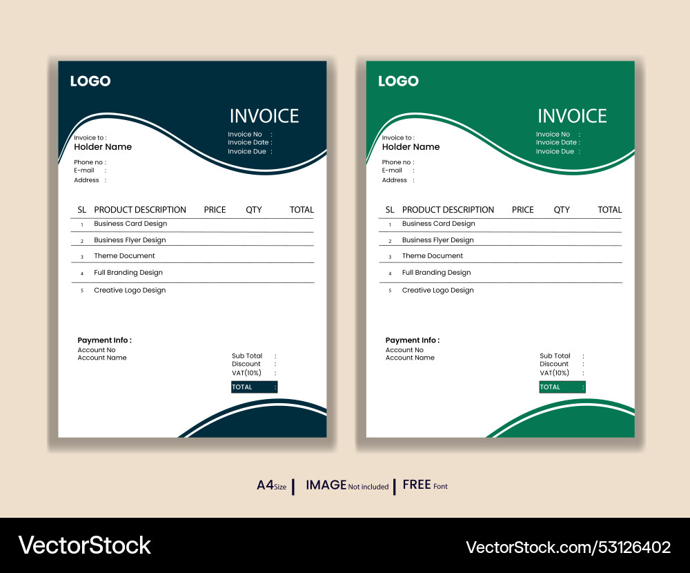 Invoice minimal design template Invoice minimal design template vector image