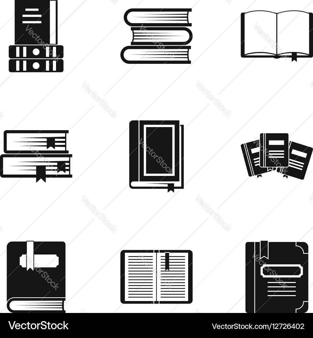 Library icons set simple style vector image
