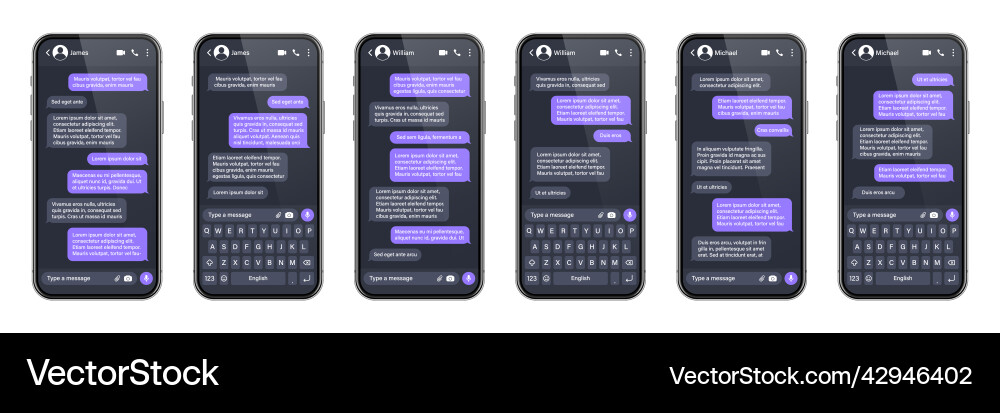 Realistic smartphone with messaging app sms text Realistic smartphone with messaging app sms text vector image