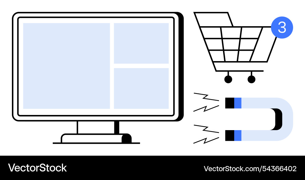 Screen with webpage layout shopping cart Screen with webpage layout shopping cart vector image