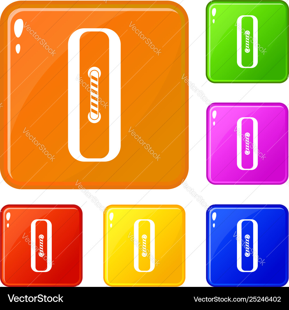 Sewn rectangular button icons set color Sewn rectangular button icons set color vector image