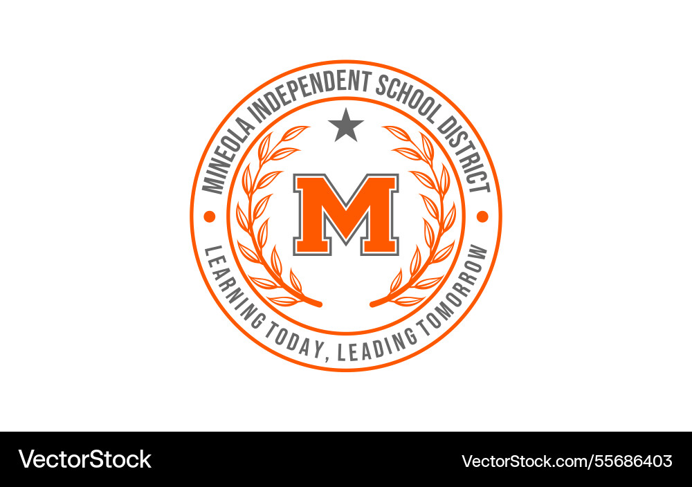 Badge letter m for university college graduate Badge letter m for university college graduate vector image