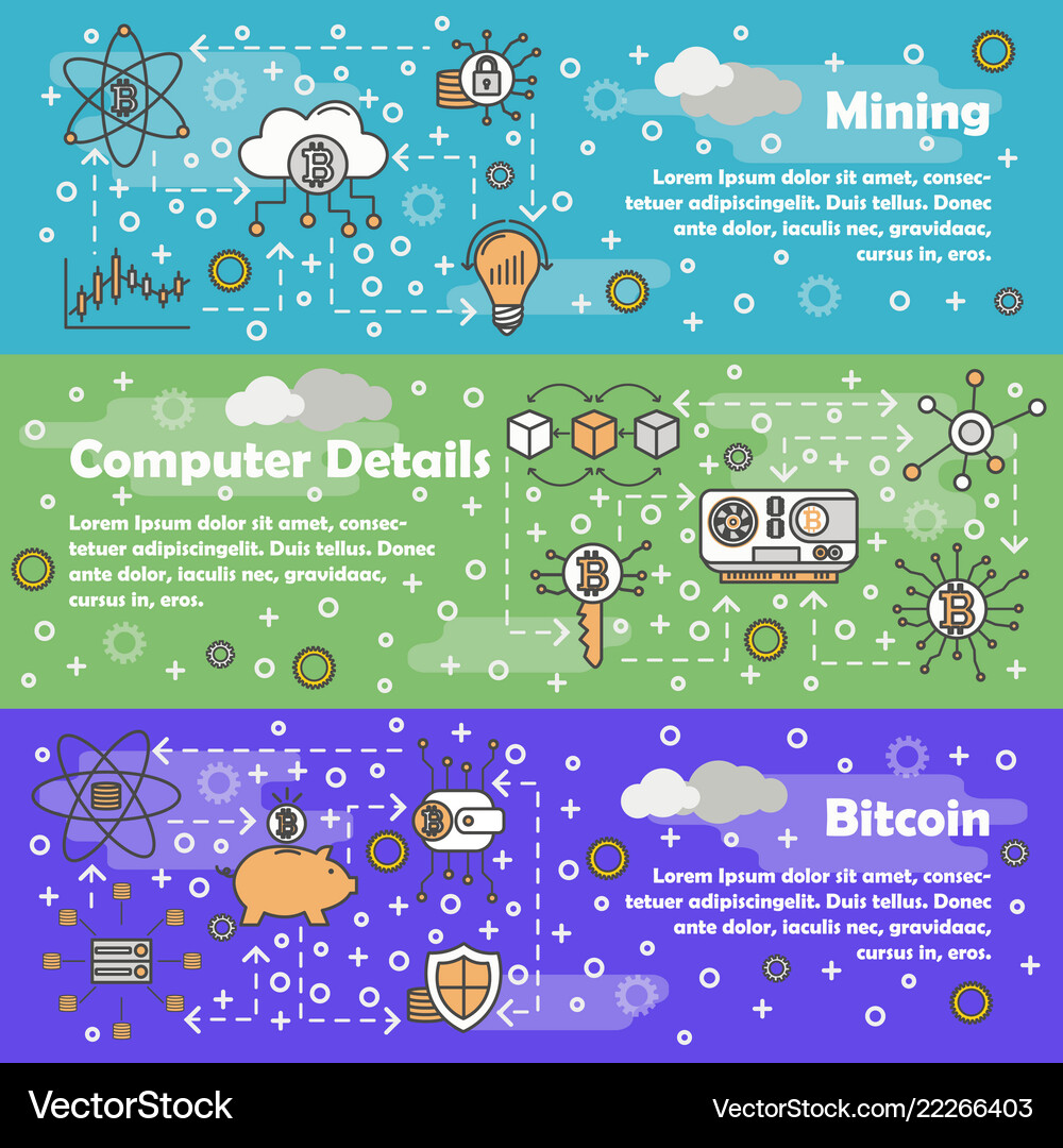 Bitcoin Web Banner Set - Line Art – Royalty-Free Vector | VectorStock