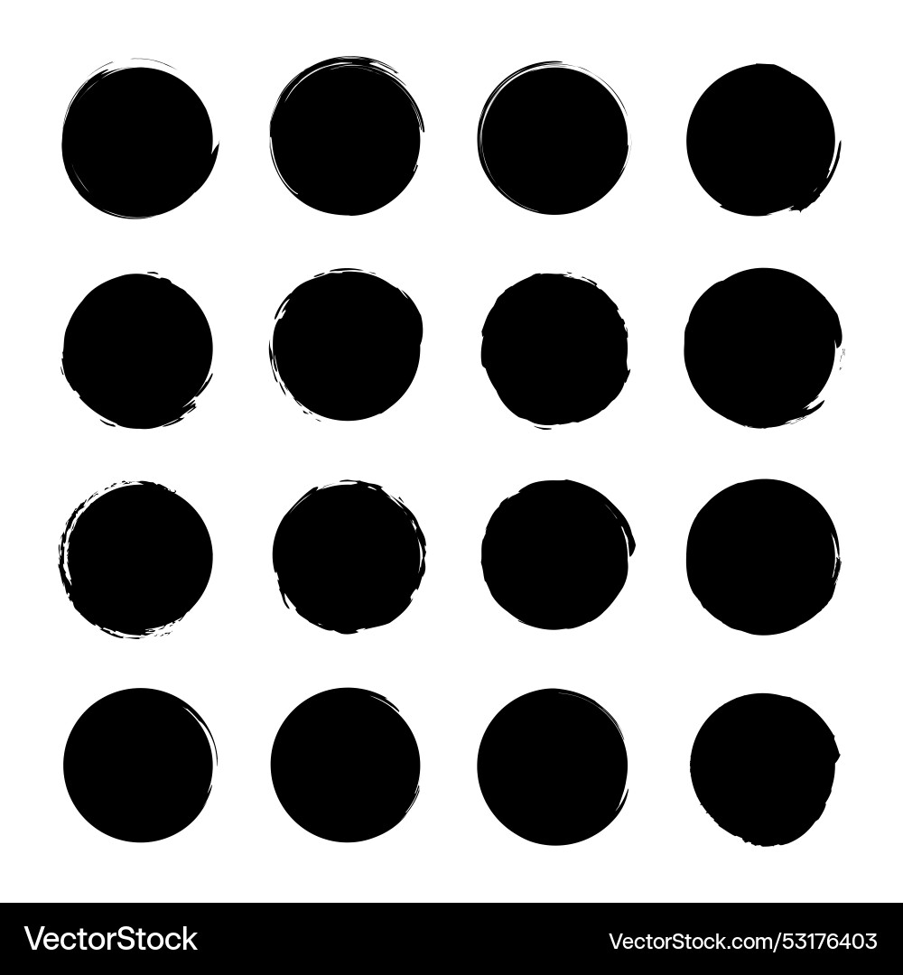 Brush circles in line art style round frame set Brush circles in line art style round frame set vector image
