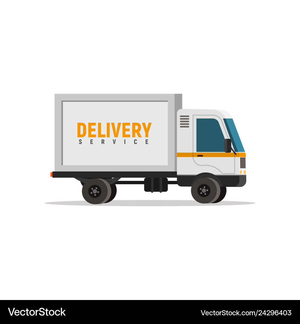 Cartoon delivery truck isolated object Cartoon delivery truck isolated object vector image