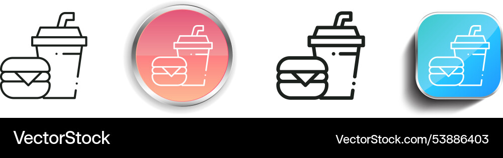 Fast food icon thin linear regular and button vector image