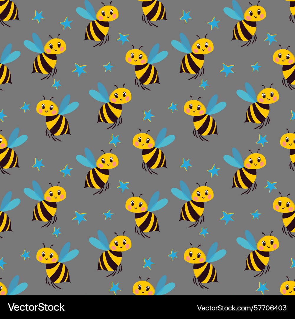 Seamless pattern with bees small wasp Vector Image