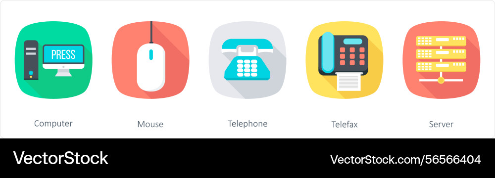 A set of 5 communication icons as computer mouse Vector Image