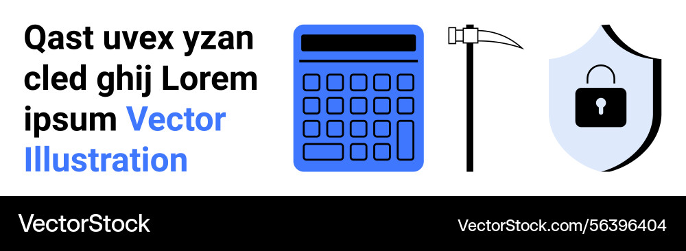 Calculator pickaxe and shield with lock Vector Image