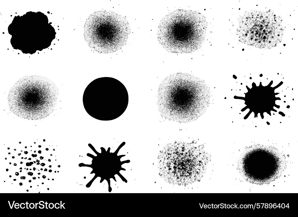 Ink splatters and dots in various shapes sizes Ink splatters and dots in various shapes sizes Vector Image