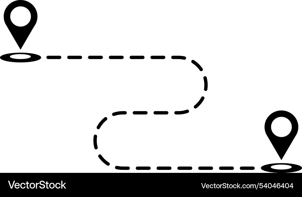 Path and pin icon in flat style Path and pin icon in flat style vector image