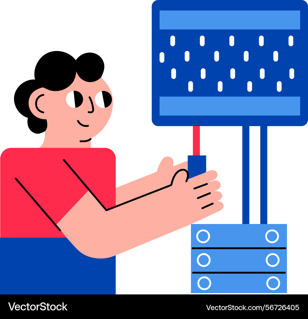 A character checking data server flat vector image