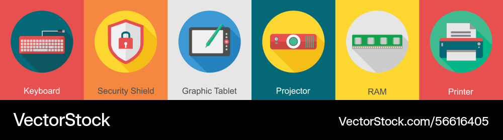 A set of 6 computer and hardware icons Vector Image