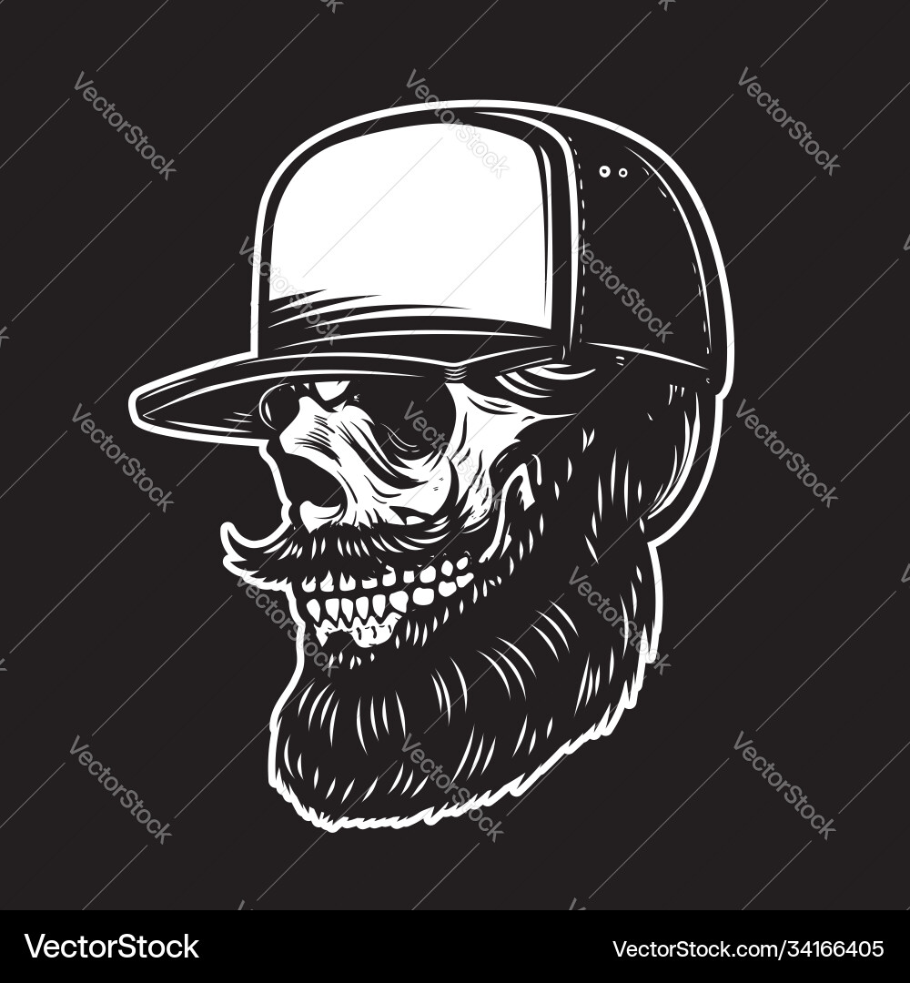 Bearded Skull with Baseball Cap vector image