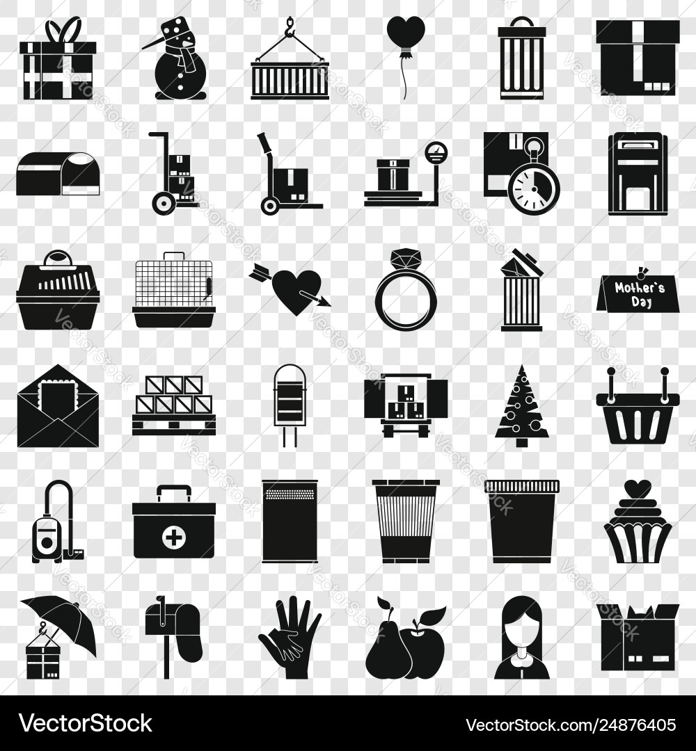 Big box icons set simple style Vector Image