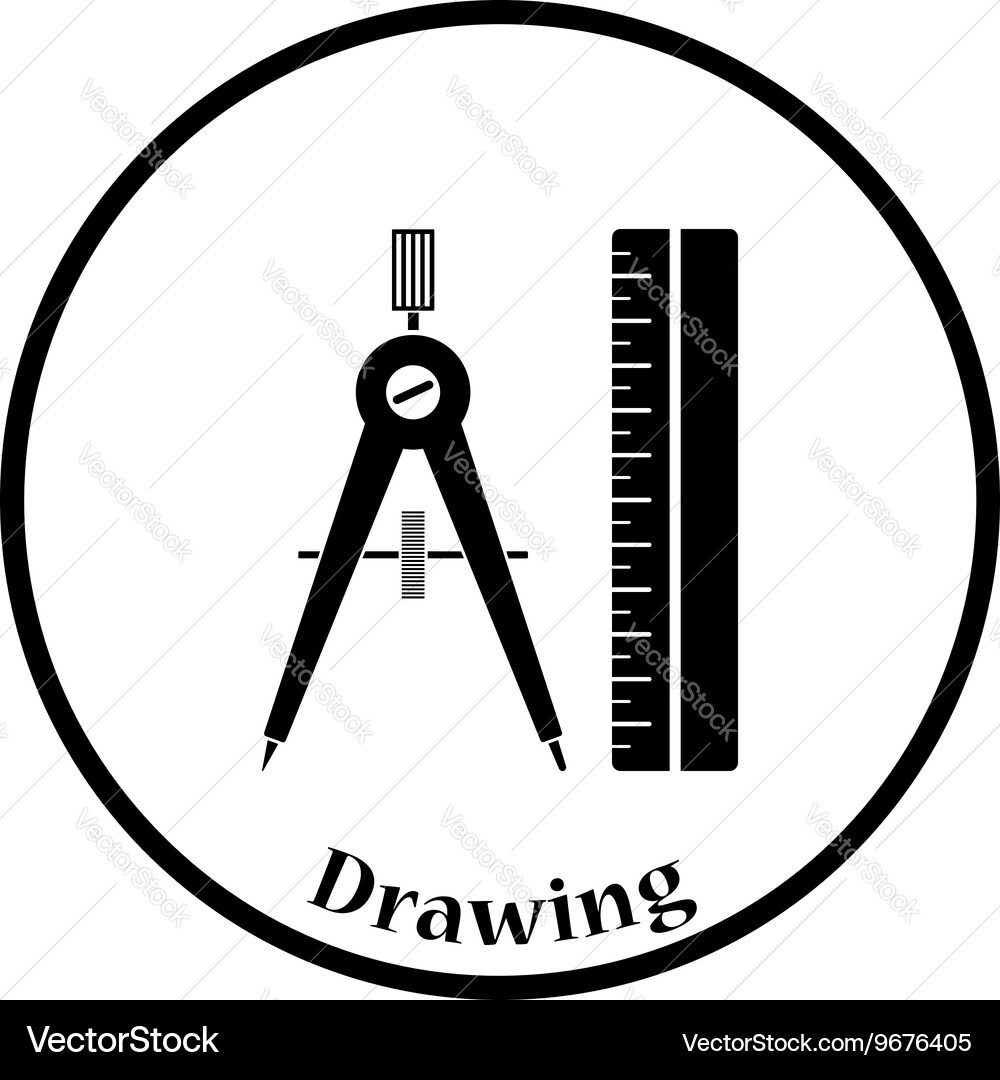 Flat design icon of compasses and scale iin ui vector image